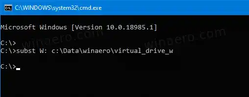 Windows 10 Subst Virtual Drive