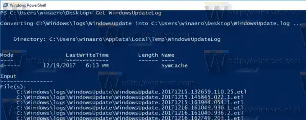 Windows 10 Намерете регистрационния файл на Windows Update