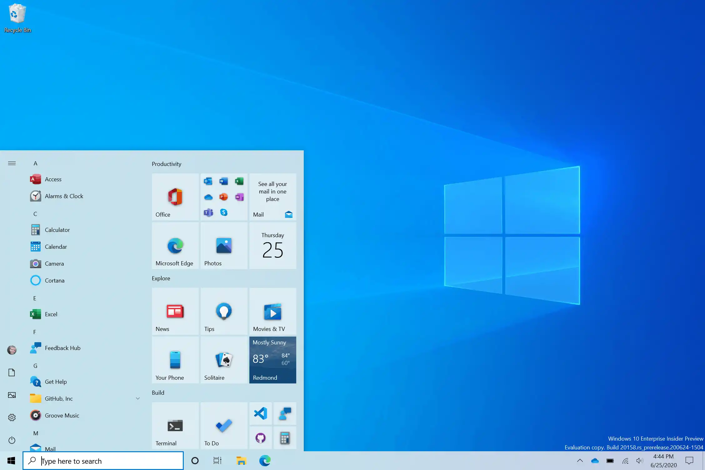 Windows 10 Start Menu Fliser Lys