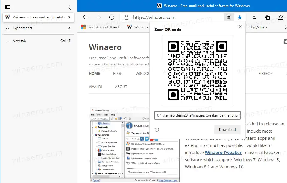 QR za sliku u Microsoft Edgeu