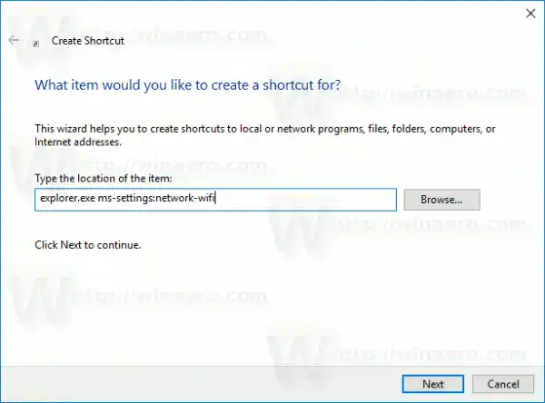 Nastavenia Wi-Fi Vytvorte skratku Windows 10