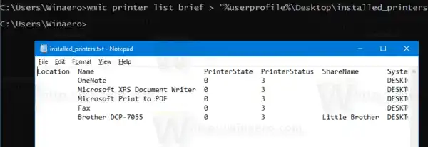 Windows 10: список установленных принтеров PowerShell в файл