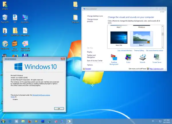 Windows 7 テーマのエアロ ガラス