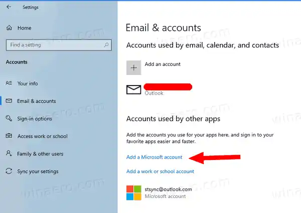 Magdagdag at Mag-alis ng Mga Account na Ginamit ng Iba Pang Mga App sa Windows 10