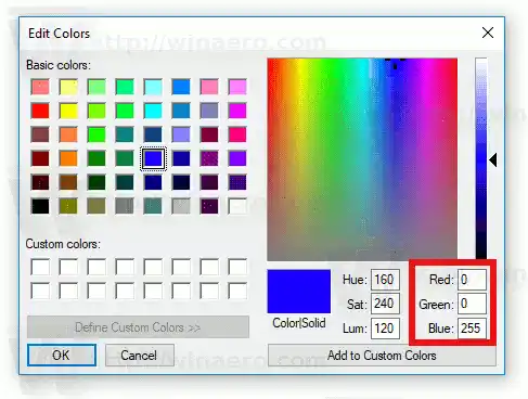 Explorer สีพื้นหลังหน้าต่าง Windows 10