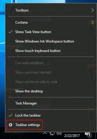 Svojstva programske trake sustava Windows 10 aero peek