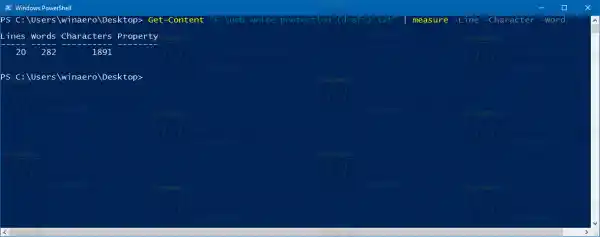 Obtenez le nombre de mots, de caractères et de lignes dans un fichier à l'aide de PowerShell