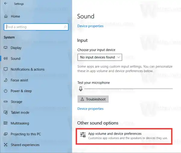 Vecchia applet di controllo del volume di Windows 10