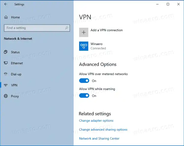 Koppel de VPN los in Windows 10