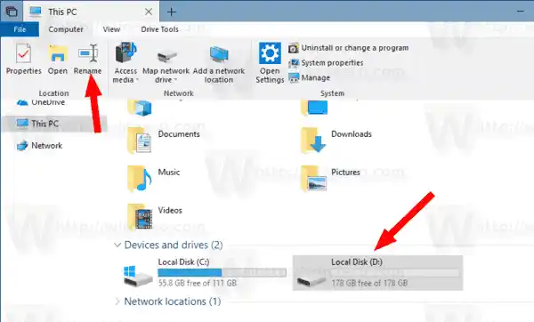 Changer l'étiquette du lecteur et renommer le lecteur dans Windows 10