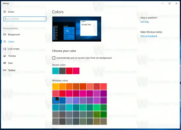 Colores de actualización de creadores de Windows 10