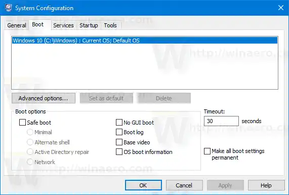 أضف تكوين نظام MSCONFIG إلى لوحة التحكم في نظام التشغيل Windows 10