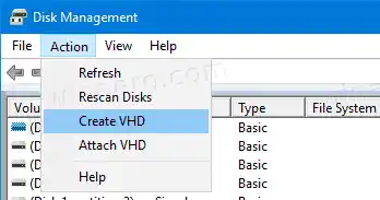 डिस्क प्रबंधन VHD 7 संलग्न करें