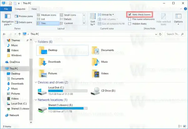 Windows 10 Schakel selectievakjes in Verkenner in