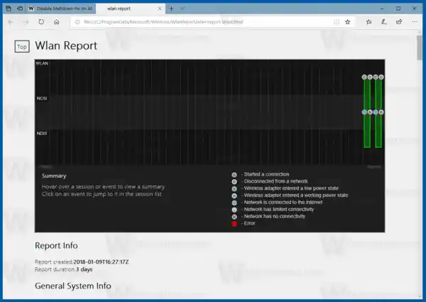 Rapporto sulla cronologia Wi-Fi di Windows 10 4