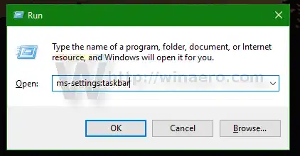 opprette snarvei for oppgavelinjeinnstillinger i Windows 10