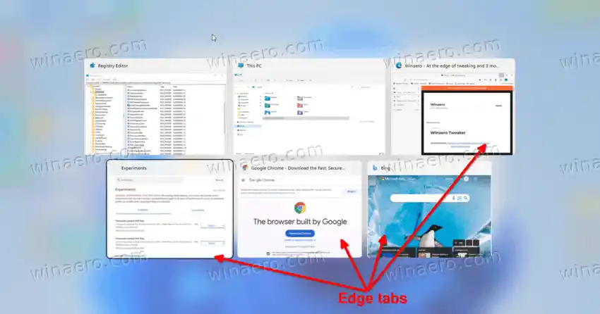 Kaip išjungti „Microsoft Edge“ skirtukus „Alt“ + „Tab“ sistemoje „Windows 11“.