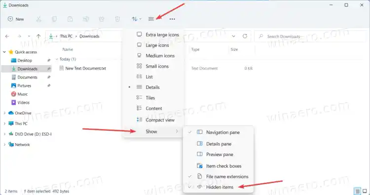 Vis skjulte filer i Windows 11