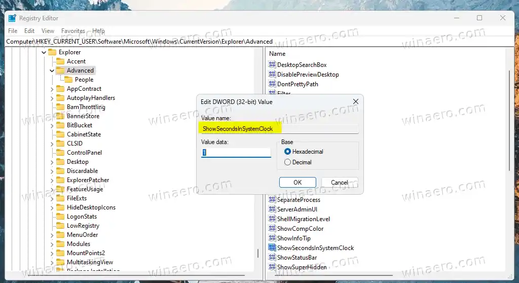 Winaero Tweaker Show Seconds Option