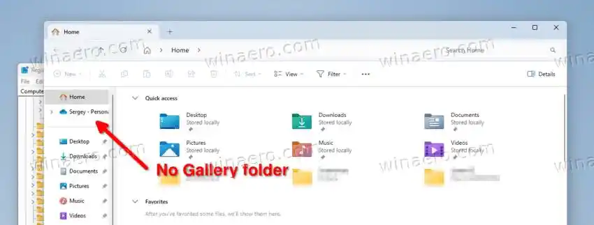 Reg failai, skirti paslėpti galeriją „File Explorer“ visiems vartotojams