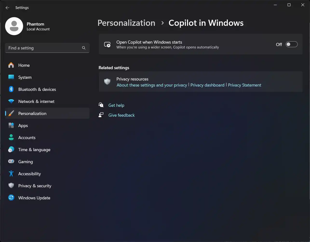 Windows 11 อนุญาตให้ย้าย Copilot ไปที่ถาดระบบ