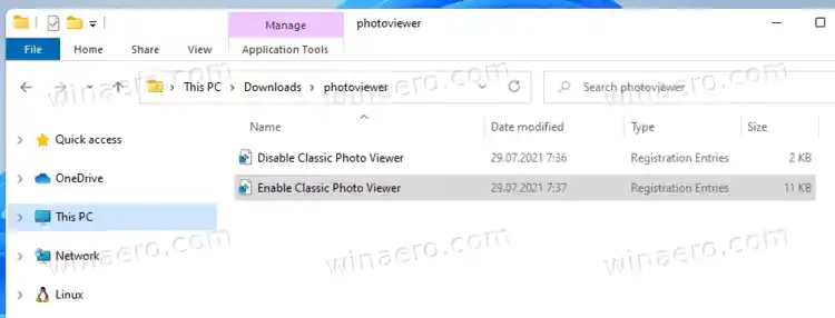 เปิดใช้งานแอป Classic Windows Photo Viewer