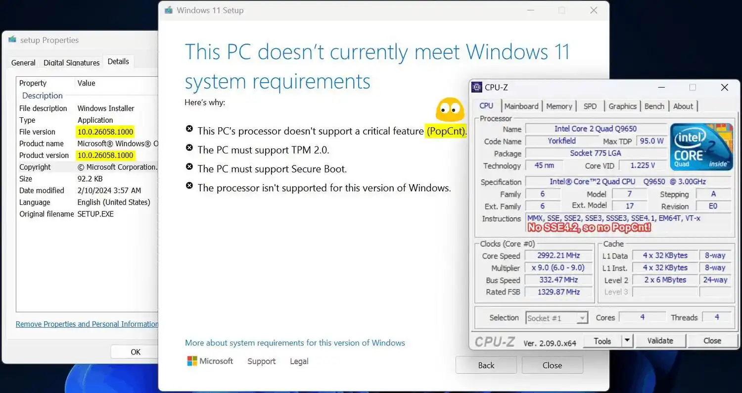 Malinaw na ngayong sinasabi ng Windows 11 24H2 na kailangan mo ng CPU na may suporta sa POPCNT