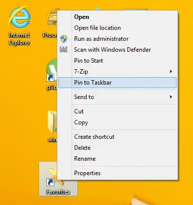 favorileri görev çubuğuna sabitle