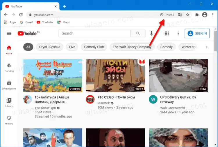 Instale o YouTube no Google Chrome